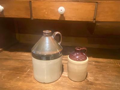 ANTIQUE SALT-GLAZED UPPER HALF STONEWARE JUGS