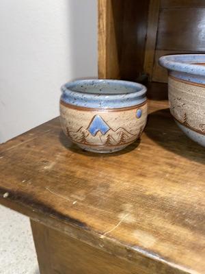 SIGNED "BARNES" KITCHEN POTTERY BOWLS