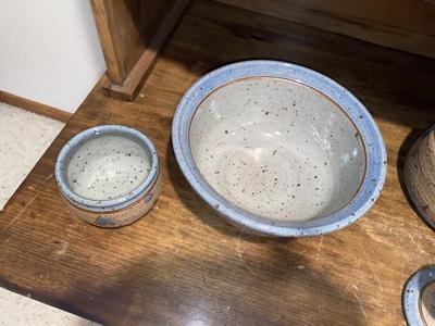SIGNED "BARNES" KITCHEN POTTERY BOWLS