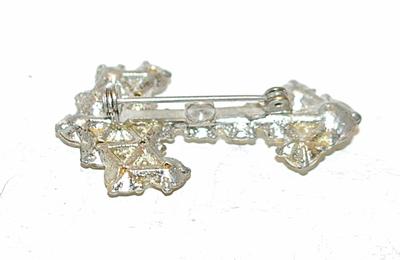 VINTAGE ANCHOR BROOCH (1¾" x 1") with 17 Clear Round Diamond Style Stones on a Silver Tone Setting