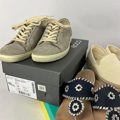 M1001 Ladies Shoe Lot, FRANK SARTO,TOMS,JACK RODGER, ECCO, EILEEN FISHER