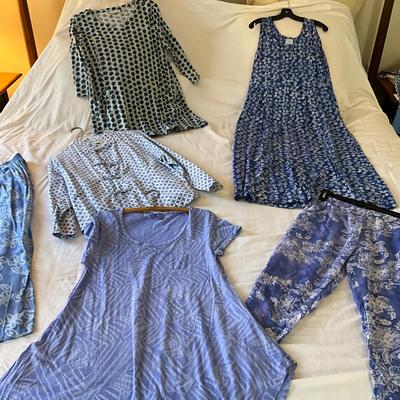 M1019 Tropical Summer Dress, Blouse, Tunic Lot FRESH PRODUCE, BLUE GINGER