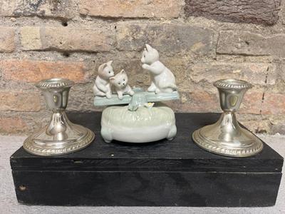 Sterling Candle Sticks and Music Box