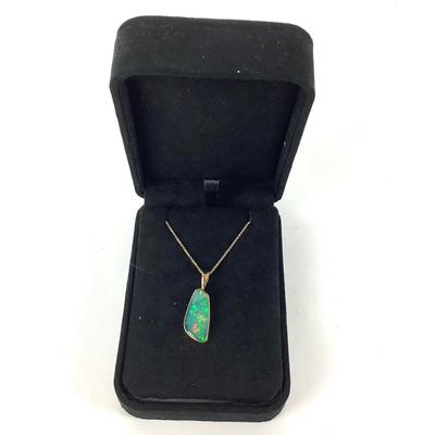 M1054 22k & 14k Opal Pendant on Adjustable 16" to 18" Chain by Kevin & Joanne Dowdy