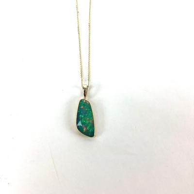 M1054 22k & 14k Opal Pendant on Adjustable 16" to 18" Chain by Kevin & Joanne Dowdy