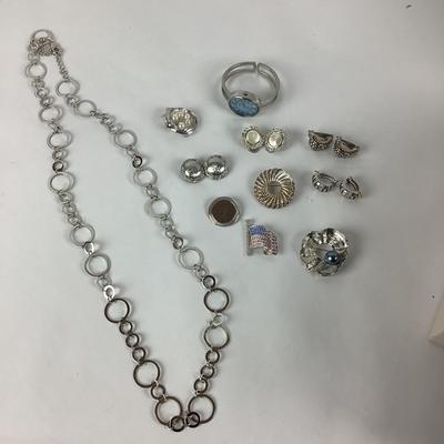 M1056 Lot of Silver Tone Costume Jewelry