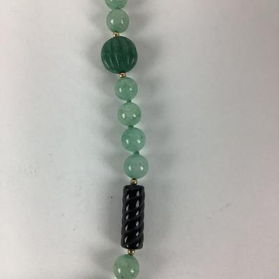 M1060 Beautiful Green Jade Necklace with 14k Clasp