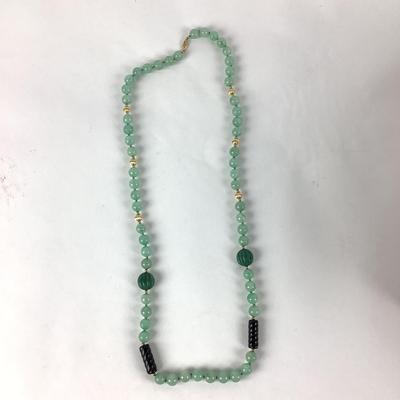 M1060 Beautiful Green Jade Necklace with 14k Clasp
