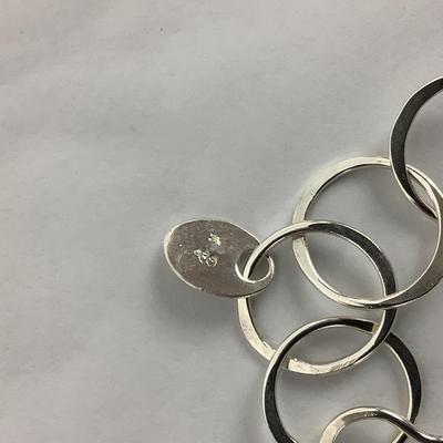 M1061 Artisan Hammered Silver Link Necklace with Silver Clip Earrings