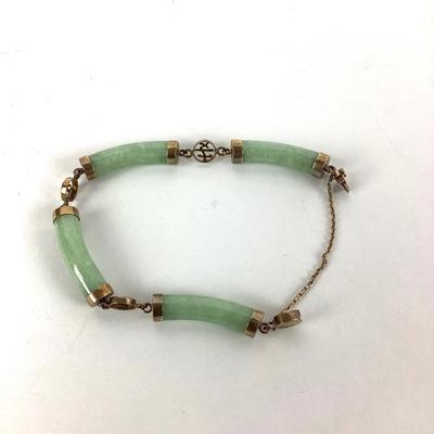 M1062 Vintage Chinese Jade 14K Bracelet