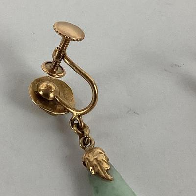 M1063 Ladies Chinese Jade Screwback 14k Earrings