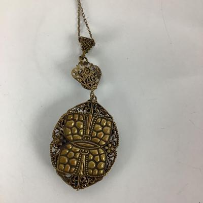 M1064 Vintage Blue Stone Pendant Necklace with Children's Pendant /Bracelet