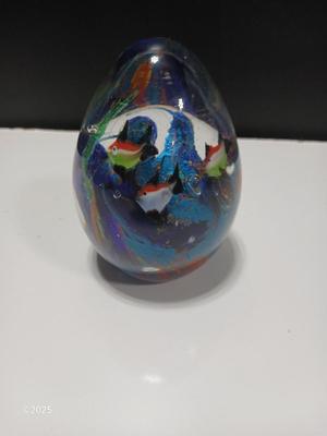 Heavy Paperweight Murano style art hand blown glass aquarium underwater fish glass paperweight