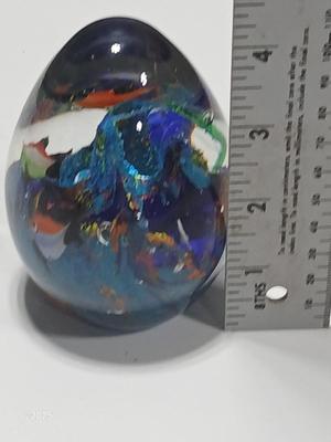 Heavy Paperweight Murano style art hand blown glass aquarium underwater fish glass paperweight