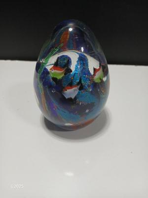 Heavy Paperweight Murano style art hand blown glass aquarium underwater fish glass paperweight