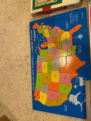 VINTAGE MONOPOLY, ELECTRONIC BLACKJACK, SCRABBLE JUNIOR, ALL ABOUT GREELEY, U.S.A. PUZZLE AND MORE