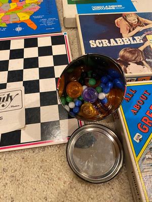 VINTAGE MONOPOLY, ELECTRONIC BLACKJACK, SCRABBLE JUNIOR, ALL ABOUT GREELEY, U.S.A. PUZZLE AND MORE