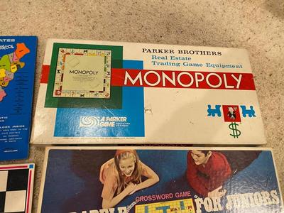 VINTAGE MONOPOLY, ELECTRONIC BLACKJACK, SCRABBLE JUNIOR, ALL ABOUT GREELEY, U.S.A. PUZZLE AND MORE