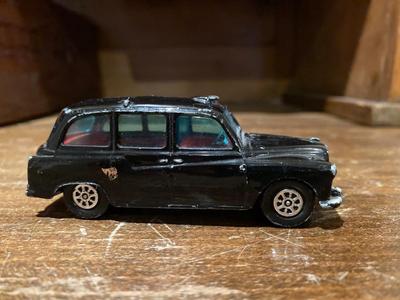 CORGY TOYS-WHIZWHEELS BATMOBILE, BAT BOAT, LONDON TAXI CAB, AND A LINTOY SUPER SONIC JET