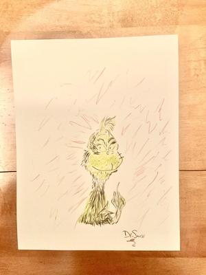 By Dr Seuss Signed Grinch Drawing