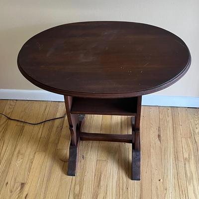 LOT 145K: Antique Handmade Table with Lamp