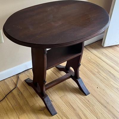 LOT 145K: Antique Handmade Table with Lamp