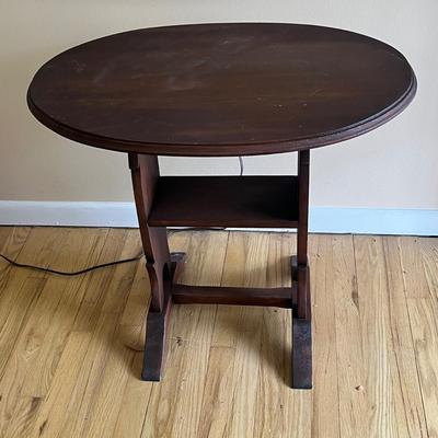 LOT 145K: Antique Handmade Table with Lamp