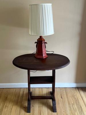 LOT 145K: Antique Handmade Table with Lamp