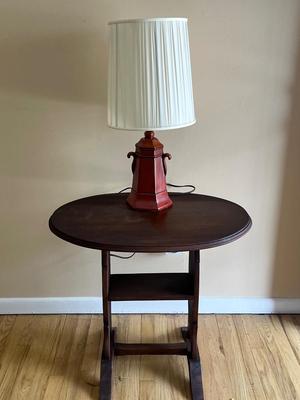 LOT 145K: Antique Handmade Table with Lamp