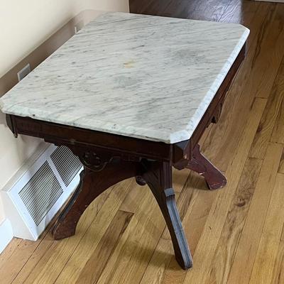 LOT 146K: Marble Top Antique Table