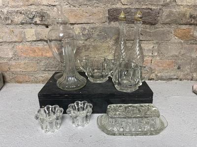 Vintage Avon perfume bottles, pressed glass, etc
