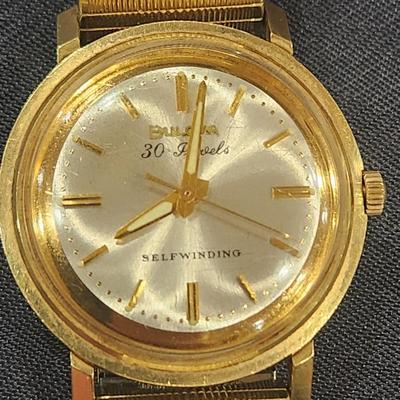 Vintage Bulova 14k Gold Case Wristwatch Self Winding