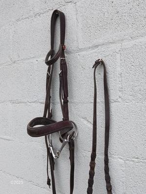 Equestrian Tack - Leather bridle with leather reins - and Metalab snaffle bit