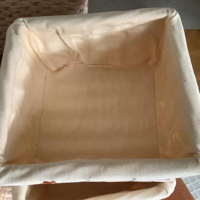 BR1076 Lot of White Lined Baskets