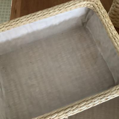 BR1076 Lot of White Lined Baskets