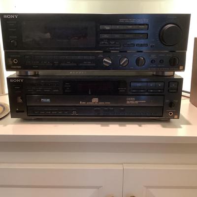 L1080 Sony Stereo Receiver and 5 Disc CD Player with Pair of Parasound Speakers