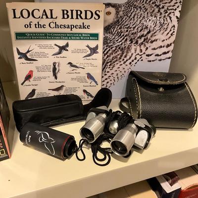 O664 Lot of Bird Books and Bird Binoculars