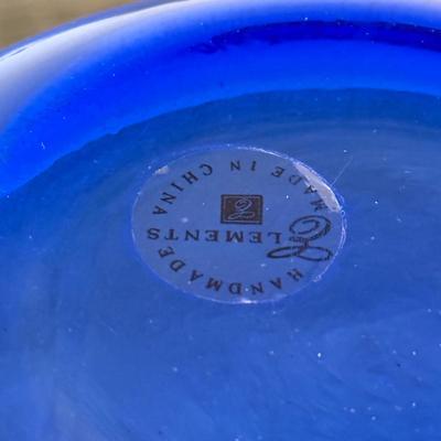 LOT 141K: Cobalt Blue Glass Collection: Large & Small Pitchers, Crackle Glass Cups & More