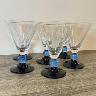 LOT 141K: Cobalt Blue Glass Collection: Large & Small Pitchers, Crackle Glass Cups & More