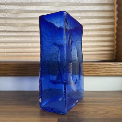 LOT 251X: Cobalt Blue Glass Vases w/ Unique “0” Art Glass Piece