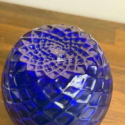 LOT 251X: Cobalt Blue Glass Vases w/ Unique “0” Art Glass Piece