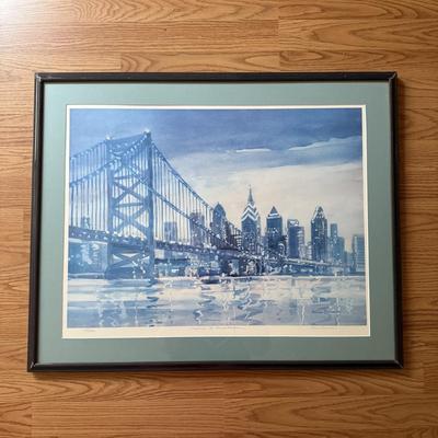 LOT 258F: Signed & Numbered 177/500 Ann Simon Watercolor Print of The Skyline of Philadelphia