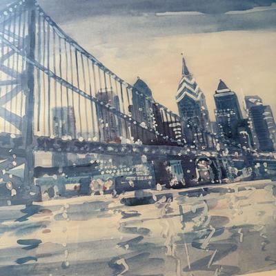 LOT 258F: Signed & Numbered 177/500 Ann Simon Watercolor Print of The Skyline of Philadelphia