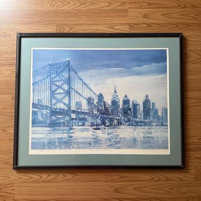 LOT 258F: Signed & Numbered 177/500 Ann Simon Watercolor Print of The Skyline of Philadelphia
