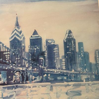 LOT 258F: Signed & Numbered 177/500 Ann Simon Watercolor Print of The Skyline of Philadelphia