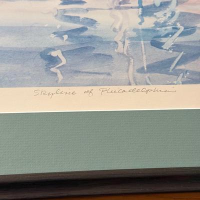 LOT 258F: Signed & Numbered 177/500 Ann Simon Watercolor Print of The Skyline of Philadelphia