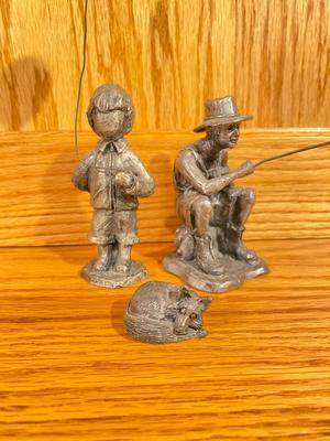 PEWTER FIGURES AND A FOX