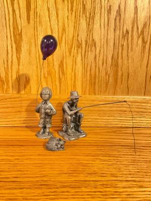 PEWTER FIGURES AND A FOX