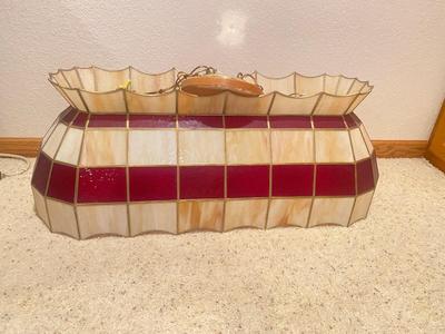 LEADED STAINED GLASS HANGING POOL TABLE/ BAR/ ISLAND/ ETC