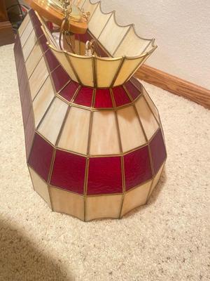 LEADED STAINED GLASS HANGING POOL TABLE/ BAR/ ISLAND/ ETC